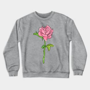 Beautiful pink rose with blue background. Crewneck Sweatshirt